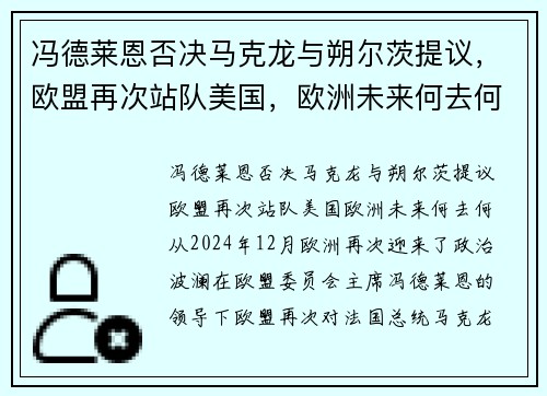 冯德莱恩否决马克龙与朔尔茨提议，欧盟再次站队美国，欧洲未来何去何从